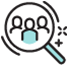 icon of magnifying glass looking at group of people