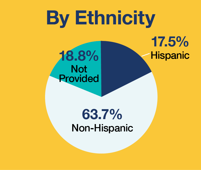 Chart showing apprenticeship by ethnicity in 2020, 62% Non-Hispanic, 15% Hispanic, 23% not provided